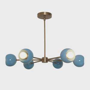 Modern Brass Geometric Ceiling Light Blue Globe Shades Mid Century Modern Indoor Fixture Living Room Home Decor - Product Image 3
