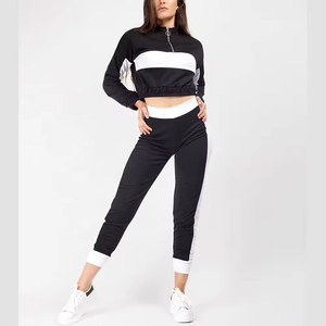 Conjunto de Yoga de 2 Piezas para Mujer, Top Regular con Bloques de Color, Leggings de Cintura Alta, Largo Completo, Poliéster y Algodón, Antiolor, con Bolsillos, Ropa Deportiva - Product Image 2