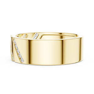 Men's Yellow Gold Lab Grown <b>Diamond</b> Wedding Band with Multi Row Channel Set Round <b>Diamonds</b>, Modern Luxury <b>Ring</b> - Product Image 3