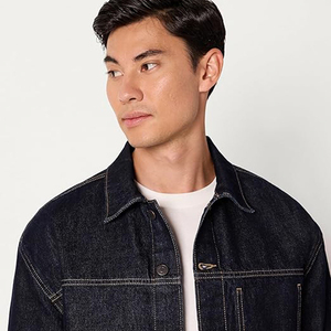 <b>Men's</b> Classic Dark Blue <b>Denim</b> <b>Jacket</b> Turn-down Collar Button Front Solid Color Washed Cotton Regular Fit Autumn Workwear Style - Product Image 4
