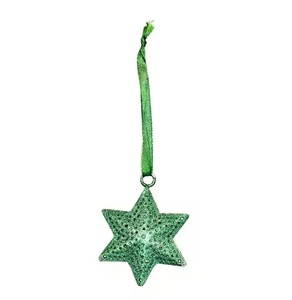 Christmas <b>Hanging</b> Metal <b>Star</b> Ornament Blue Glitter Decoration for Tree Home Party Holiday Decor Gift Piece <b>Hanging</b> Pendant - Product Image 6