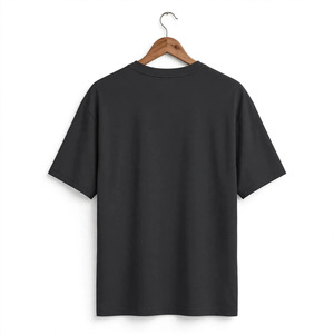 T-shirt en coton surdimensionné personnalisé pour homme, col rond, manches courtes, couleur unie, jersey tricoté, longueur longue - Product Image 2
