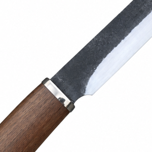Couteau de boucher à lame longue, manche en bois brun, lame en acier noir et argenté, pointe affûtée pour la découpe de viande, la préparation culinaire - Product Image 5