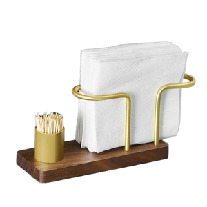 Soporte de pañuelos de metal y madera de estilo americano moderno personalizado para hoteles y restaurantes cajas de pañuelos estándar - Product Image 1