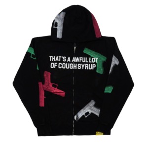 Sudadera con Capucha de Algodón 100% de Primera Calidad, Sudadera Urbana Gruesa para Hombre con Estampado 'THAT'S A AWFUL LOT OF COUGH SYRUP' - Product Image 1