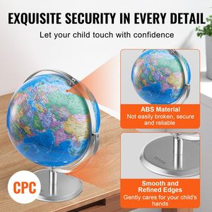 Interfaccia interattiva da 9 pollici parlante mondo globo LED luce notturna USB Smart penna parlante per l'apprendimento precoce educativo dei bambini - Product Image 6