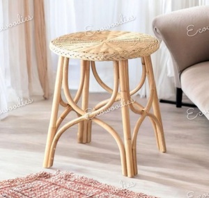 Eco-Friendly Modern Antique Style Bamboo Rattan Side <b>Stool</b> Natural Bone Inlay Console Hot Sale Apartment Use-for Balcony Bedside - Product Image 5