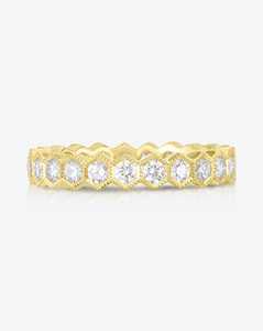 Anillos Apilables de Eternidad con Diamantes Hexagonales Cultivados en Laboratorio, Oro Sólido de 14K/18K, Engaste de Bisel, Anillos de Boda Delicados y Brillantes, Estilo Minimalista - Product Image 1