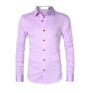 Chemise habillée homme blanche 100 % coton popeline style italien respirante à manches longues col rabattu formelle infroissable couleur unie - Product Image 4