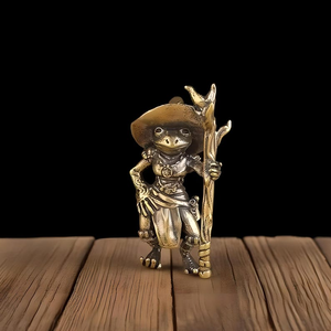 Handgefertigte Messing-Froschkrieger-Figur Fantasy-Tierskulptur Samurai-Kröten-Statue Detaillierte Metall-Tischdekoration für Zuhause - Product Image 1