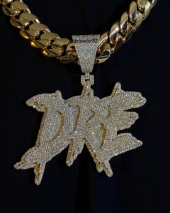 Iced Out Moissanite Letter <b>Pendant</b> 925 <b>Silver</b> 18K Gold Plated Hip Hop Jewelry Men's Everyday Wear <b>Pendant</b> <b>Initial</b> Letter <b>Pendant</b> - Product Image 1