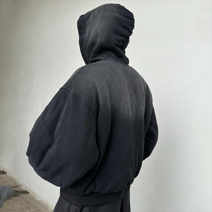 Sweat à capuche en molleton d'hiver surdimensionné et épais 550 g/m² pour homme, 100 % coton, double couche, réversible - Product Image 1