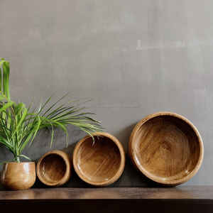 Ensemble de bols de service en bois naturel fabriqués à la main de haute qualité bols en noyer à salade sculptés hautement personnalisés pour la maison pour Carton indien - Product Image 2