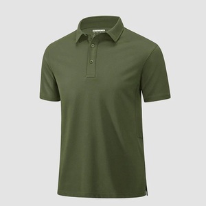 Chemise Homme Vert Olive à Manches Courtes, Couleur Unie, Tissu Non Tissé, Coupe Droite, Boutons, Séchage Rapide, Logo Avant - Product Image 3
