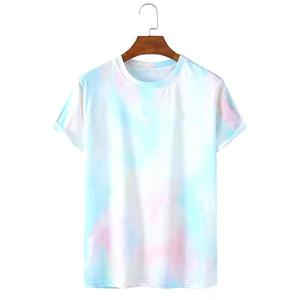 T-shirt unisexe en tissu tricoté surdimensionné avec logo personnalisé, imprimé tie-dye sur toute la surface, pour hommes - Product Image 5