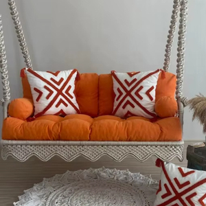 Columpio de macramé para balcón, Silla de jardín, Silla colgante, Columpio balancín, Columpio colgante para porche, Columpio para balcón, Columpio estilo rústico - Product Image 1