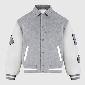 Chaquetas de Béisbol Bordadas con Letras y Logotipo Personalizado en Lana Chenille, Chaqueta Varsity Vintage para Hombre con Mangas de Cuero - Product Image 2