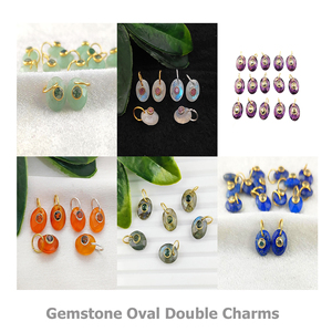 Strawberry Quartz 10x8mm Oval Briolette Double Stone Charm Sterling Silver Gold Plated Jump Ring Strawberry Quartz Healing Charm - Product Image 6