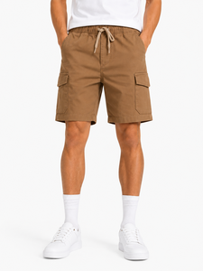Men’s Brown Cargo Shorts Relaxed Fit Utility Shorts Casual Summer Bottoms Multi Pocket Outdoor Shorts Drawstring Waist Cargo - Product Image 1