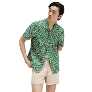 เสื้อเชิ้ตแคมป์ปิ้งปักลายน้ำหนักเบาสำหรับผู้ชาย ทรงหลวม สวมใส่สบาย เหมาะสำหรับวันหยุดพักผ่อนกลางแจ้งในฤดูร้อน - Product Image 1