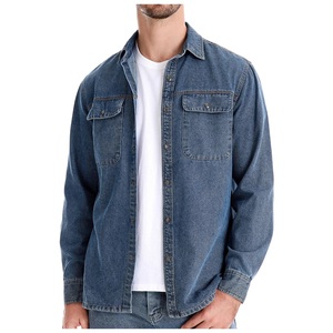 Camisa de Mezclilla para Hombre, Estilo Occidental, Color Azul Claro Lavado, 100% Algodón, Cuello Camisero, Personalizable, Ecológica - Product Image 1