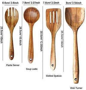 Juego de tenedor y cuchara para ensalada de bambú reutilizable, utensilios de madera hechos a mano para servir pasta, frutas, verduras y alimentos. - Product Image 1