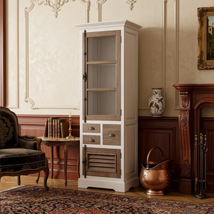 Armoire rectangulaire en teck massif Luna, style scandinave moderne, finition naturelle, meuble de rangement pour salon et chambre à coucher - Product Image 4