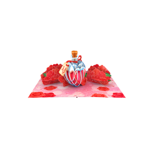 Carte artisanale de la Saint-Valentin avec enveloppe, carte pop-up 3D, potion d'amour, artisanat en papier, cadeau spécial pour couple de la Saint-Valentin - Product Image 3