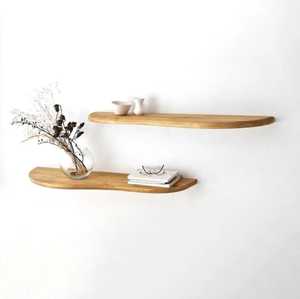 Set of 2 Minimalist Semicircle Floating <b>Shelves</b> Natural Wood Half Round <b>Wall</b> <b>Mounted</b> Display Ledge Storage Rack for Plants - Product Image 1