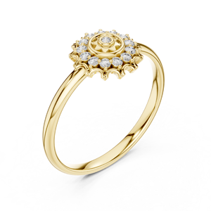 Anillo de oro macizo de 14k para mujer con diamante de corte redondo minimalista de forma mecánica, ideal para regalo, compromiso, aniversario, boda. - Product Image 3