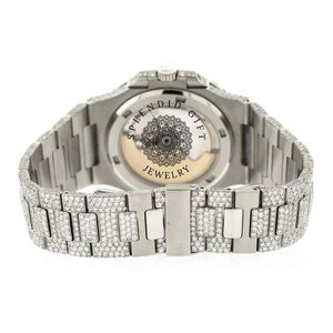 Reloj de Diamantes con Caja Plateada, Correa de Moissanita, Movimiento de Cuarzo Analógico, Esfera de Cristal de Zafiro de 28 mm y Cierre Oculto, un Splendid Regalo de Joyería - Product Image 3