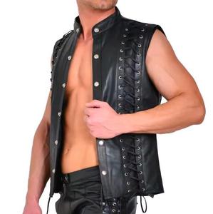 New Solid Color Breathable Custom Colored Men's Leather <b>Vest</b>, Made in Pakistan Factory, Men's Leather <b>Vest</b> - Product Image 2