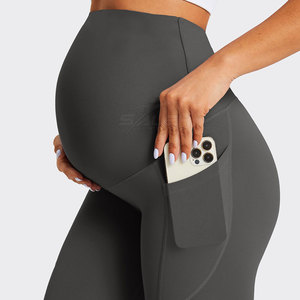 Legging de maternité de bonne qualité avec ceinture élastique, tissu doux et ajustement flexible pour le confort pendant la grossesse et le port quotidien - Product Image 6
