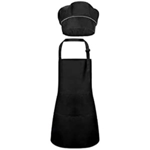 Tablier de Chef Noir avec Toque Unisexe pour Adulte – Ensemble de Cuisine – Marque Fabricant – En Stock - Product Image 1