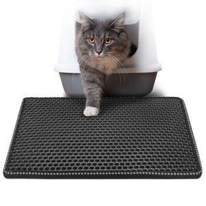 Tappetino per lettiera a forma di micio a doppio strato con Design antigraffio impermeabile e facile da pulire Scatter Control 21 \ "X 14 \" lettiera per gatti neri - Product Image 1