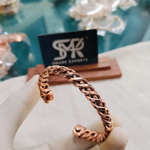 Brazaletes de cobre puro diseño de cuerda trenzada pesada brazalete abierto Kada pulsera brazalete hecho a mano joyería curativa para hombres y mujeres - Product Image 6