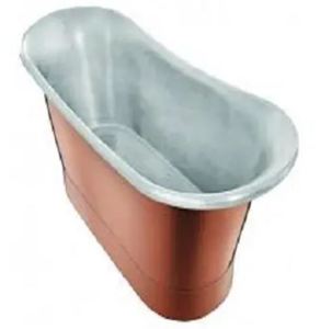 Bañera Ovalada Independiente de Cobre con Patas, Bañera Clásica de Metal con Falda para Adultos - Artesanía India - Product Image 5