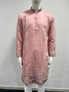 Ensemble Kurta Pajama brodé pour homme, coupe classique, idéal pour les mariages et les fêtes traditionnelles, disponible chez Samp Corporation - Product Image 6