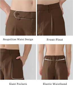Pantalon décontracté plissé pour homme Aura Vintage, coupe ample style Old Money, jambe large, pour l'automne, coupe décontractée, pantalon de travail, bas de gamme de luxe - Product Image 6