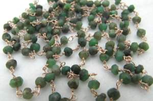 Natural Chrysoprase Rondelle Geometric Faceted Beaded 3-4mm <b>Rosary</b> Chain - Product Image 3