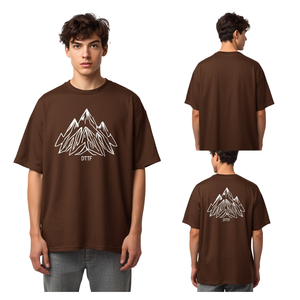 Camiseta Marrón para Hombre con Estampado DTF, Diseño de Montaña, Estilo Casual Oversize, Moda Urbana - Product Image 2