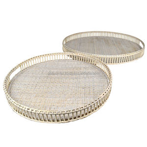 Panier de rangement en rotin tressé, style moderne, plateau de service en rotin avec poignées découpées, fabriqué à la main par un artisan au Vietnam 2025 - Product Image 2