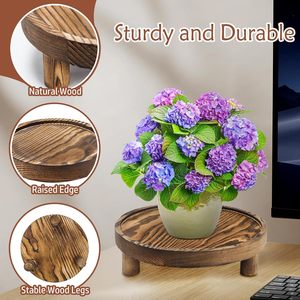 Ensemble de 3 plateaux ronds rustiques en bois pour présentoir, support pour plantes, bougies, comptoir de cuisine, décoration intérieure, vente en gros - Product Image 6