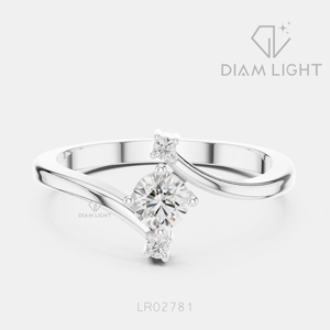 Bague élégante en diamant de laboratoire taille ronde 0,25 carat en or blanc 14 carats, certifiée IGI, couleur F+, clarté VS+, bijoux fins pour femme, cadeau - Product Image 1