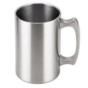 Taza de café de acero inoxidable de 20 oz de alta calidad con logotipo personalizado, doble pared, con asa, apta para alimentos, taza de viaje metálica para regalo. - Product Image 1