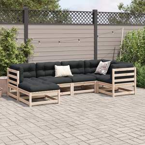 Ensemble de canapés de jardin en bois de pin massif et coussins anthracite - Product Image 3