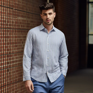 Camisas de Hombre de Alta Calidad al por Mayor, Camisas de Primavera con Botones, Camisas de Lino y Algodón para Exteriores, Camisas con Botones - Product Image 4