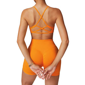 Ensemble short et soutien-gorge de sport pour femme, confortable, extensible, col en U, sans couture, effet froncé - Product Image 5