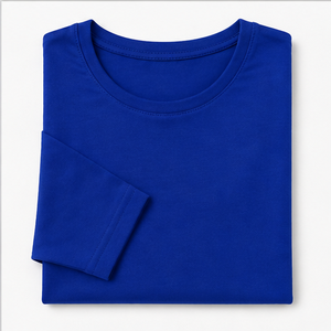เสื้อยืดคอกลมแขนสามส่วนทรงเข้ารูปสีน้ำเงินรอยัลสำหรับผู้หญิง WTS-0080 - Product Image 6