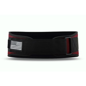 EURO SKT CO. Ceinture de musculation noire et rouge réglable avec patch drapeau américain pour l'entraînement en force - Product Image 3